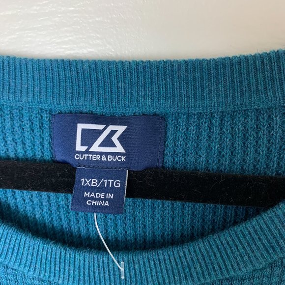 NWOT Cutter & Buck Men's Blue Lakemont Mixed Stitch Crew Long Sleeve Sweater 1XL - Picture 5 of 7